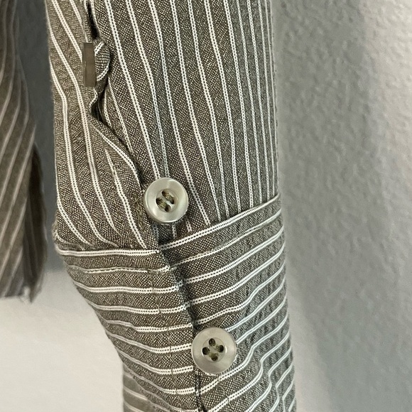 Elce Swim top long sleeve sz small gray striped Button Down - Picture 3 of 9